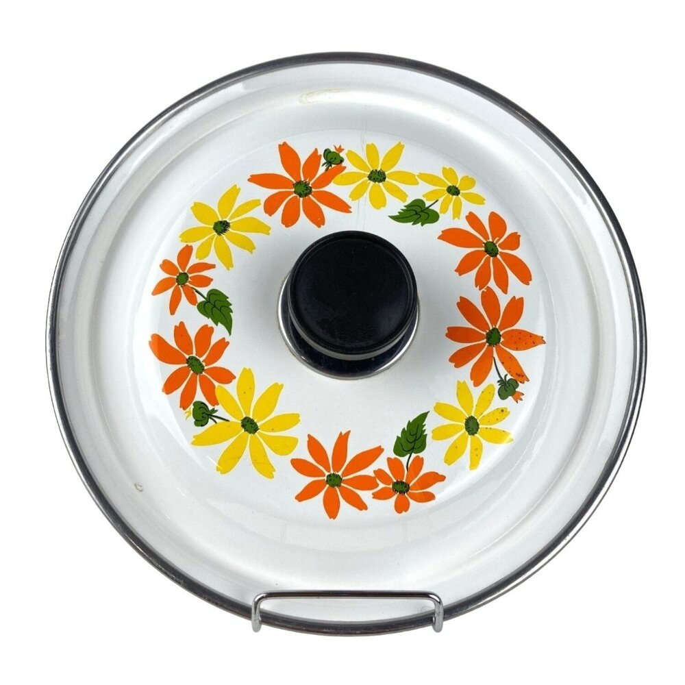 Ekco Country Garden Enamel 4 Qt Stock Pot Replacement Lid Italy Porcelain Clad